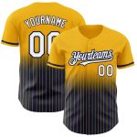 Custom Name Number Navy White Gold Pinstripe Fade Fashion Baseball Jersey - Personalized Authentic Team Apparel Personalized