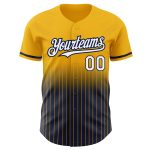 Custom Name Number Navy White Gold Pinstripe Fade Fashion Baseball Jersey - Personalized Authentic Team Apparel Personalized