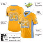 Custom Name & Number Personalized Gold Powder Blue White Football Jersey - Drift Fashion Team Mesh Personalized Gold Powder