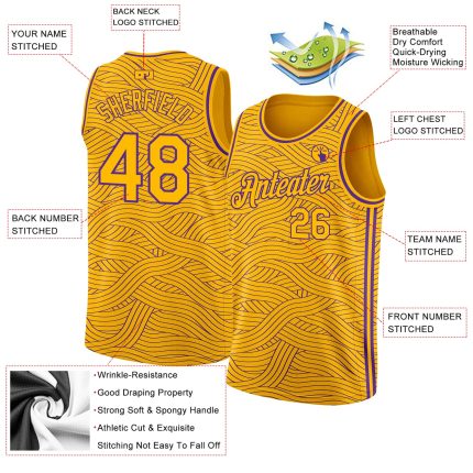 Custom Name Number Basketball Jersey - Personalized Gold Purple Authentic City Edition Personalized Gold Purple Authentic