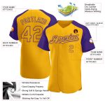 Custom Name Number Personalized Gold Purple Baseball Jersey, Authentic Raglan Sleeves Team Apparel Personalized Gold Purple