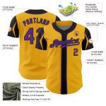 Custom Name Number Baseball Jersey Personalized Gold Purple Black Arm Shapes 3 Colors Authentic Design Personalized Gold