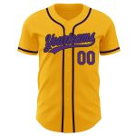 Personalized Gold Purple Black Baseball Jersey, Authentic Custom Sports Apparel Personalized Gold Purple-Black Authentic