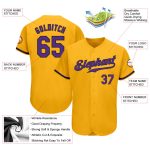 Custom Name and Number Personalized Gold Purple-Black Baseball Jersey - Authentic Team Apparel Personalized Gold Purple-Black