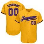 Custom Name and Number Personalized Gold Purple-Black Baseball Jersey - Authentic Team Apparel Personalized Gold Purple-Black
