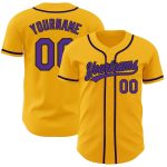 Personalized Gold Purple Black Baseball Jersey, Authentic Custom Sports Apparel Personalized Gold Purple-Black Authentic