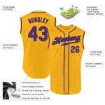 Custom Name and Number Personalized Gold Purple Black Baseball Jersey Sleeveless Authentic Team Personalized Gold Purple-Black