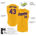 Personalized Gold and Purple-Black Baseball Jersey for Men - Authentic Sleeveless Style Personalized Gold Purple-Black Authentic