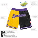 Custom Gold Purple Black Basketball Shorts Authentic Throwback Split Fashion Design Personalized Gold Purple-Black Authentic