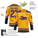 Custom Name and Number Personalized Gold Purple-Black Hockey Jersey - Lace Neck Team Jersey Personalized Gold Purple-Black
