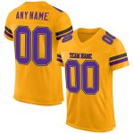 Custom Personalized Gold Purple Black Football Jersey with Name & Number - Authentic Team Apparel Personalized Gold Purple-Black