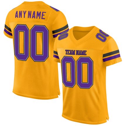 Custom Personalized Gold Purple Black Football Jersey with Name & Number - Authentic Team Apparel Personalized Gold Purple-Black