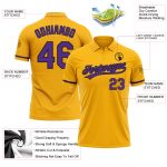 Custom Name Number Golf Polo Shirt - Personalized Gold Purple Black Performance Personalized Gold Purple-Black Performance