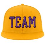 Custom Name Number Snapback Hat - Personalized Purple Black Stitched Adjustable Gold Team Hat Personalized Gold Purple-Black
