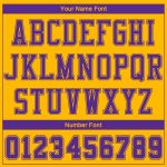 Personalized Basketball Jersey Gold Purple Color Block Round Neck Sublimation Suit Personalized Gold Purple Color Block Round