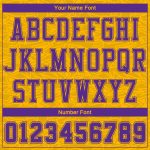 Custom Name and Number Basketball Jersey - Personalized Gold Purple Color Block Round Neck Sublimation Suit Personalized
