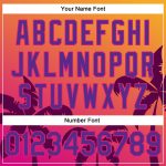 Custom Name & Number Baseball Jersey with 3D Hawaii Palm Trees Design in Gold, Purple & Hot Pink - Personalized Team Apparel