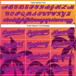 Custom Name & Number Baseball Jersey with 3D Hawaii Palm Trees Design in Gold, Purple & Hot Pink - Personalized Team Apparel