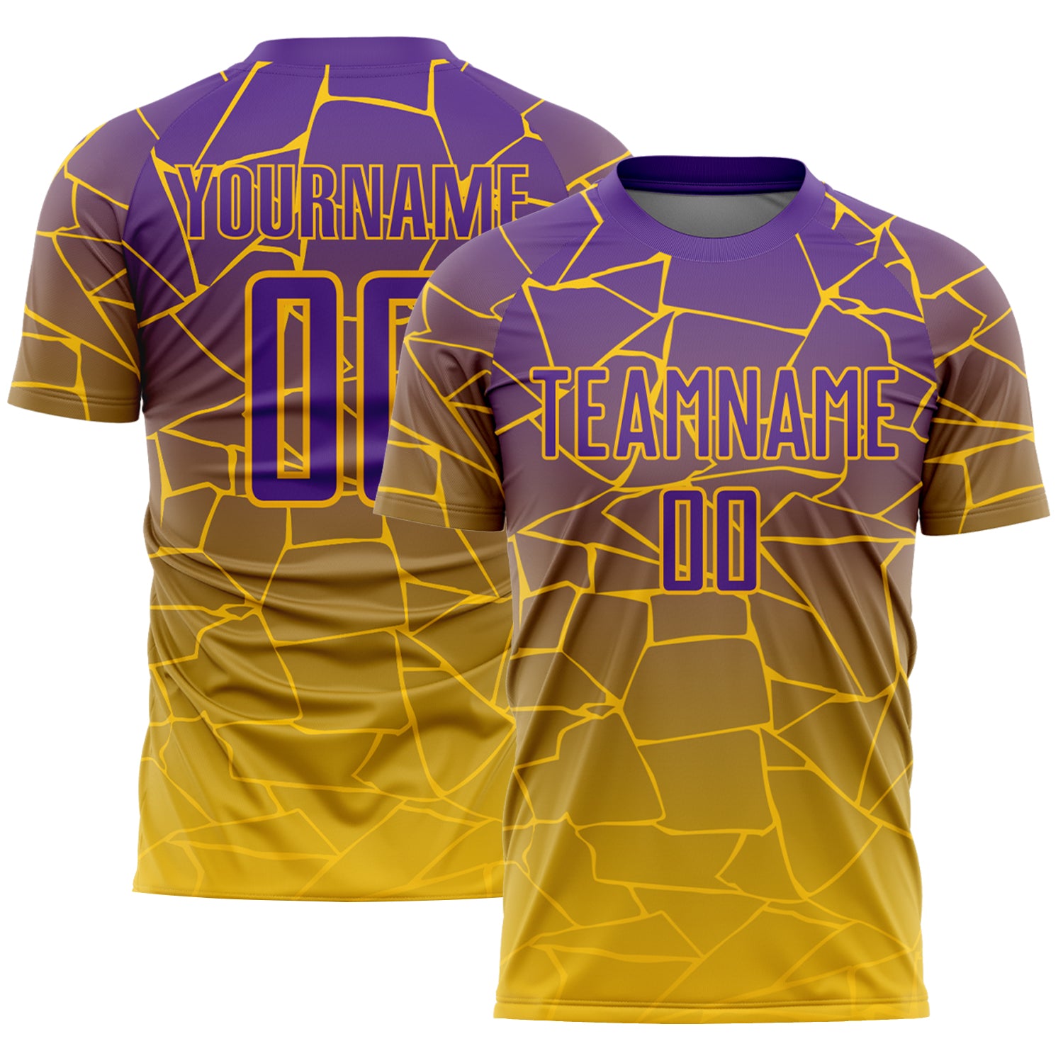 Custom Name and Number Personalized Soccer Jersey - Gold Purple Lines Sublimation Uniform Personalized Gold Purple Lines
