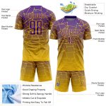Custom Name and Number Personalized Soccer Jersey - Gold Purple Lines Sublimation Uniform Personalized Gold Purple Lines