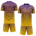 Custom Name and Number Personalized Soccer Jersey - Gold Purple Lines Sublimation Uniform Personalized Gold Purple Lines