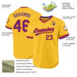 Custom Name and Number Personalized Gold Purple-Orange Baseball Jersey - Authentic Throwback Team Jersey Personalized Gold