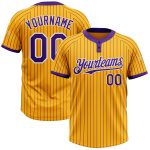 Custom Name Number Softball Jersey Unisex Two-Button White Gold Purple Pinstripe Personalized Outfit for Team Sports Personalized