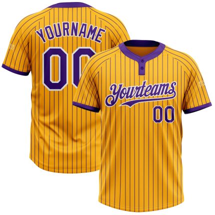 Custom Name Number Softball Jersey Unisex Two-Button White Gold Purple Pinstripe Personalized Outfit for Team Sports Personalized
