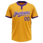 Custom Name Number Softball Jersey Unisex Two-Button White Gold Purple Pinstripe Personalized Outfit for Team Sports Personalized