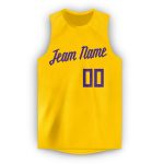 Custom Name Number Basketball Jersey Gold Purple Round Neck, Personalized Team Jersey Personalized Gold Purple Round Neck