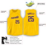 Custom Name Number Basketball Jersey Gold Purple Round Neck, Personalized Team Jersey Personalized Gold Purple Round Neck