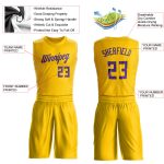 Custom Basketball Jersey for Team - Personalized Gold Purple Round Neck with Name and Number Personalized Gold Purple Round