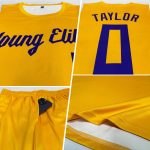 Custom Basketball Jersey for Team - Personalized Gold Purple Round Neck with Name and Number Personalized Gold Purple Round