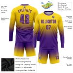Custom Purple Gold Soccer Jersey with Name and Number - Personalized Long Sleeve Fade Uniform for Team Personalized Gold
