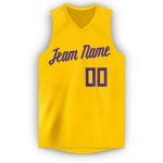 Personalized Gold Purple Basketball Jersey for Men - V-Neck Design Personalized Gold Purple V-Neck Basketball Jersey