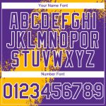 Custom Name Number Unisex Softball Jersey - Personalized Gold Purple White 3D Pattern Brush Stroke Two-Button Design Personalized