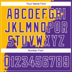 Custom Basketball Jersey with Personalized Name & Number - Gold Purple-White 3D Pattern Grunge Halftone Art Design Personalized