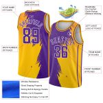 Custom Name Number Basketball Jersey - Personalized Gold Purple White Abstract Design - Authentic City Edition Personalized