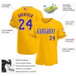 Custom American Flag Baseball Jersey Personalized Gold Purple-White with Custom Name and Number Personalized Gold Purple-White