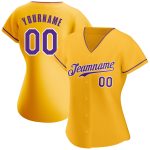 Custom Name and Number Personalized Gold Purple White Baseball Jersey - Authentic Team Jersey Personalized Gold Purple-White