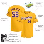 Custom Name and Number Personalized Gold Purple White Baseball Jersey - Authentic Team Jersey Personalized Gold Purple-White
