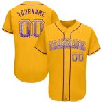 Personalized Gold Purple White Baseball Jersey with Custom Name and Number - Authentic Drift Fashion Team Gear Personalized