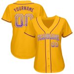 Personalized Gold Purple White Baseball Jersey with Custom Name and Number - Authentic Drift Fashion Team Gear Personalized