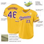 Custom Personalized Throwback Baseball Jersey with Name & Number, Gold Purple-White Authentic Team Jersey Personalized Gold