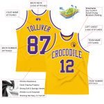 Personalized Gold Purple White Basketball Jersey - Authentic Throwback Style Personalized Gold Purple-White Authentic Throwback