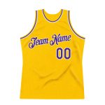 Custom Name Number Purple White Gold Basketball Jersey - Personalized Authentic Throwback Design Personalized Gold Purple-White