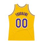 Custom Name Number Purple White Gold Basketball Jersey - Personalized Authentic Throwback Design Personalized Gold Purple-White