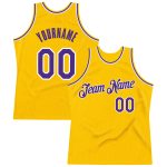 Custom Name Number Purple White Gold Basketball Jersey - Personalized Authentic Throwback Design Personalized Gold Purple-White