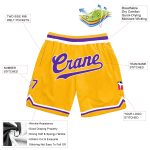 Custom Name and Number Personalized Authentic Throwback Basketball Shorts in Gold Purple White Personalized Gold Purple-White