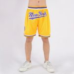 Custom Name and Number Personalized Authentic Throwback Basketball Shorts in Gold Purple White Personalized Gold Purple-White